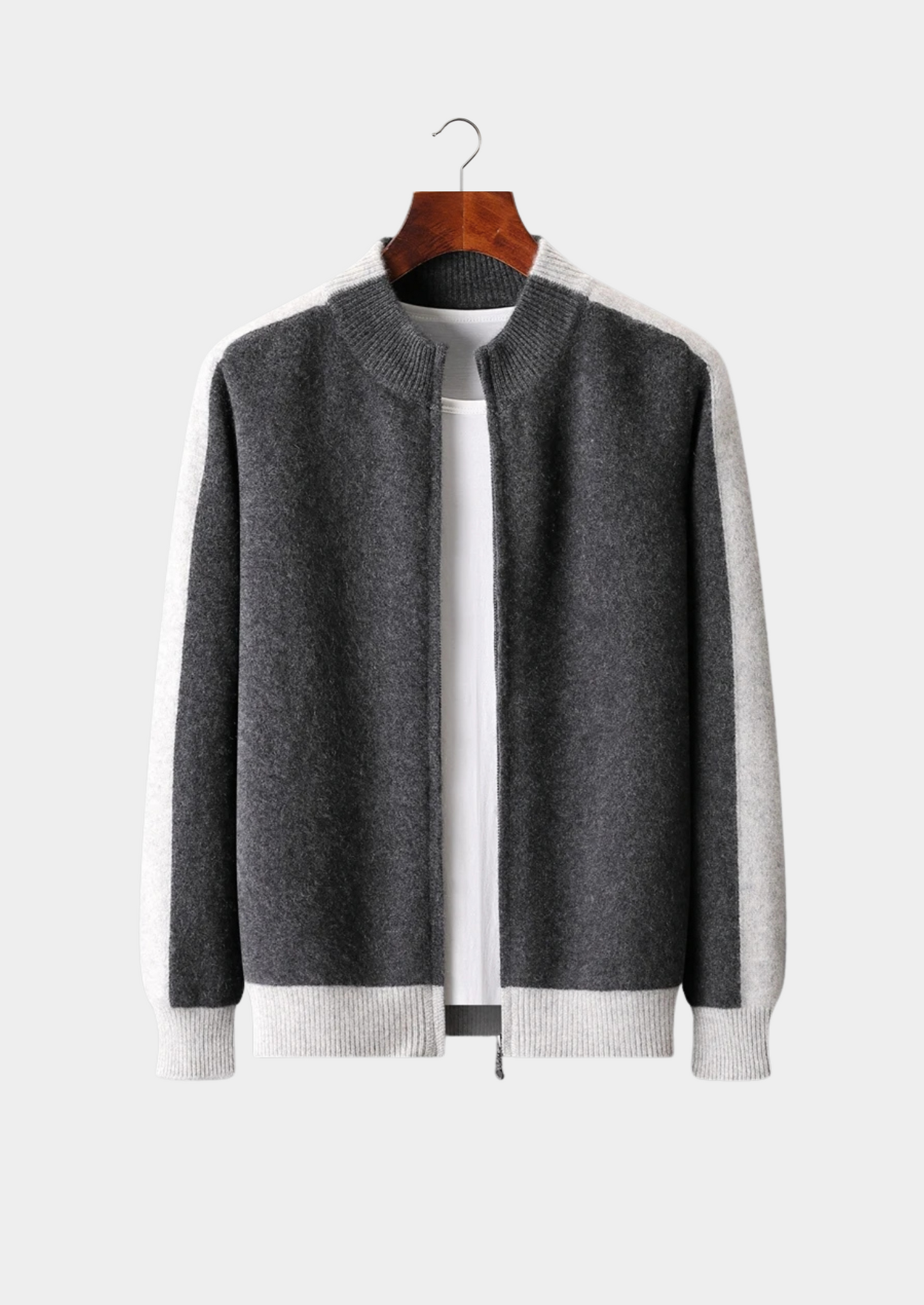CARDIGAN CON ZIP IN PURA LANA MERINO EXTRAFINE