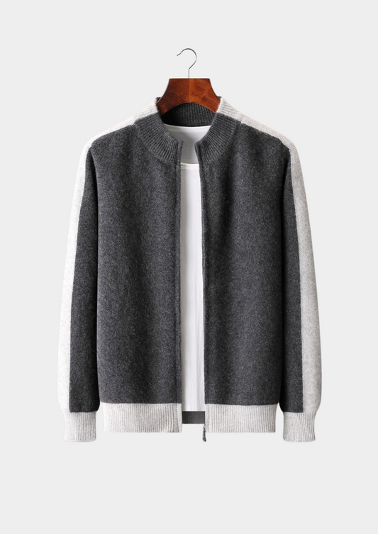 PURE EXTRA-FINE MERINO WOOL ZIP CARDIGAN