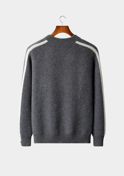 PURE EXTRA-FINE MERINO WOOL STRIPED CARDIGAN