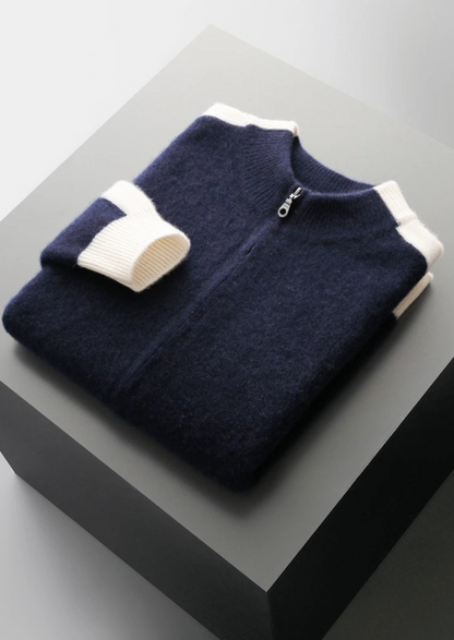 PURE EXTRA-FINE MERINO WOOL ZIP CARDIGAN