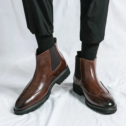 Faux Leather Chelsea Boots