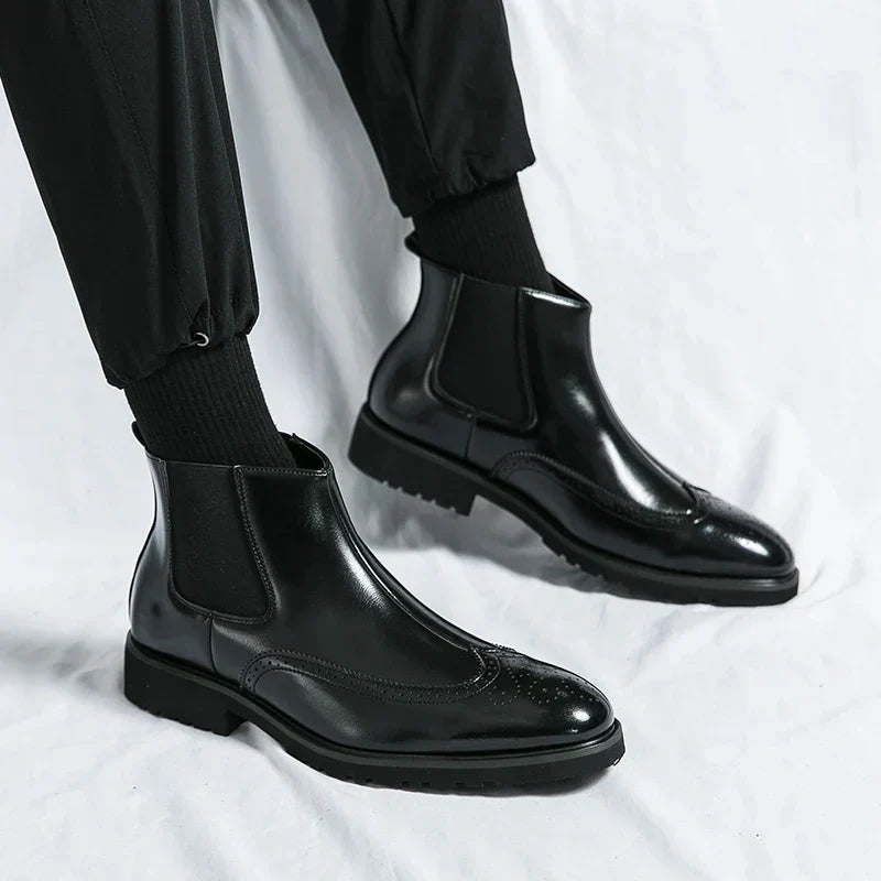 Faux Leather Chelsea Boots