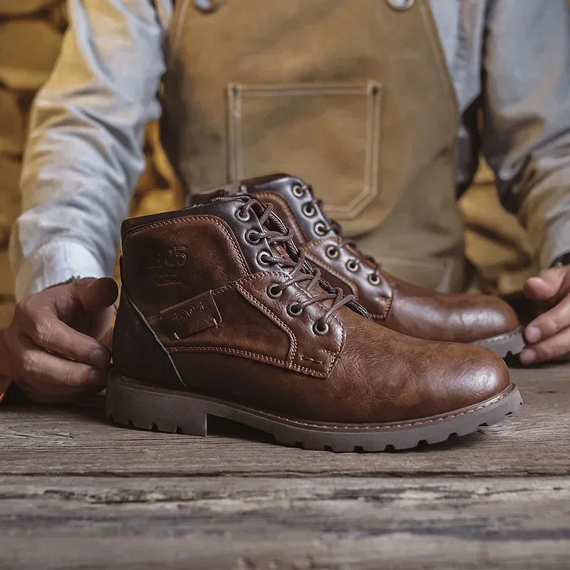 Timber Faux Leather Ankle Boots