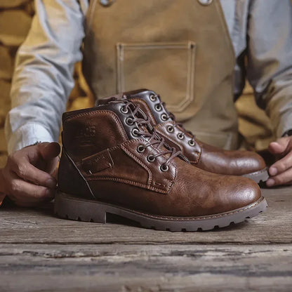 Timber Faux Leather Ankle Boots