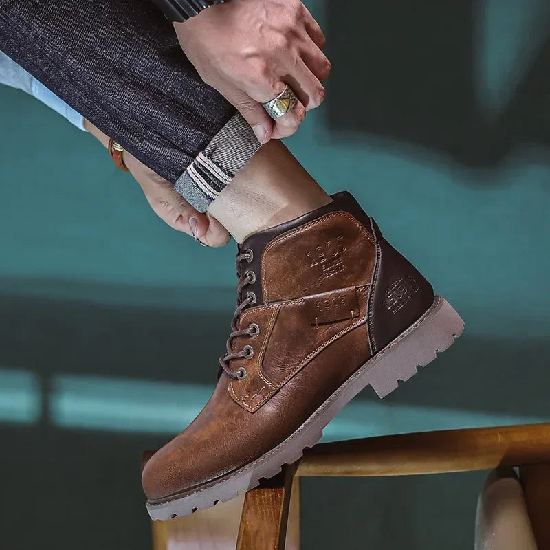 Timber Faux Leather Ankle Boots