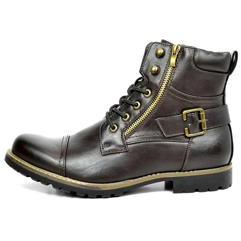 Leather Lace-Up Ankle Boots