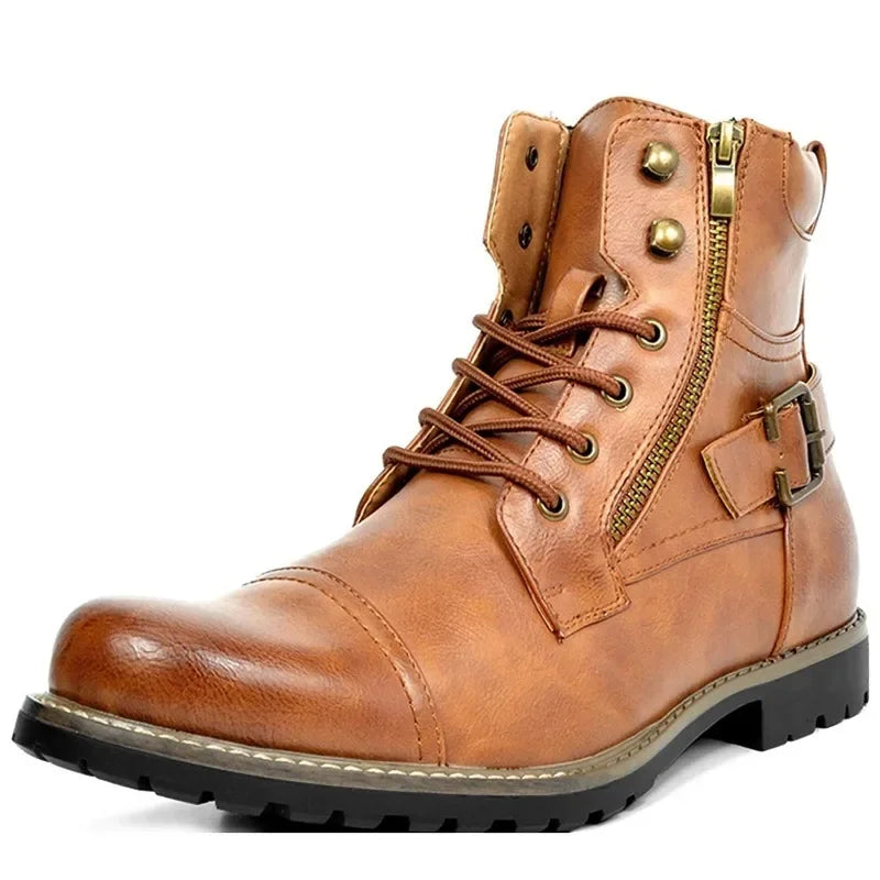 Leather Lace-Up Ankle Boots