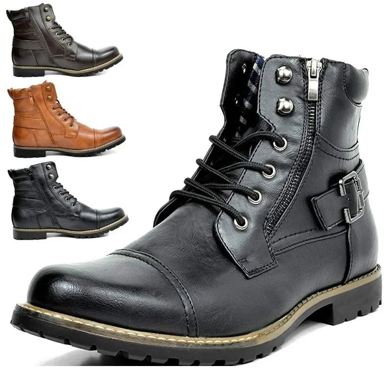 Leather Lace-Up Ankle Boots