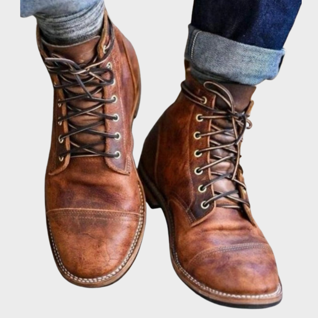 Faux Leather Laced Ankle Boots