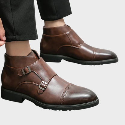 Faux Leather Double Monk Strap Boots