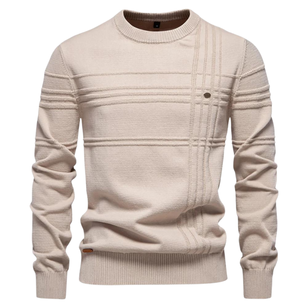 Camisola clássica com gola redonda texturada