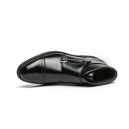Faux Leather Double Monk Strap Boots